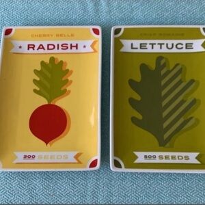 Set of 2 Crate & Barrel Seed Packet Appetizer Plates Mother’s Day Gift